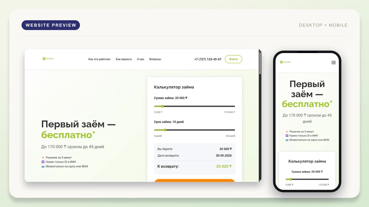 Лайм Кредит микрокредит калькуляторы